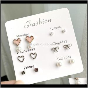 Orecchini Gioielli Gioielli Delivery 2021 6 paia per set Women Style Cute Model Corean Model Orering Stud N1V0T