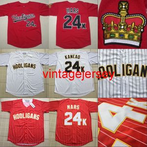 Mens hooligans 24K Bruno Mars Bianco Ödülleri Gessato Jersey% 100 dikişli dikilmiş Düğme Beyzbol Formaları Ucuz Toptan S-3XL