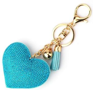 2021 Full Crystal Rhinestone Heart Shape Tassel Key Chain Bling Gold Silver Chain Keychain Bag Car Hanging Pendant Jewelry