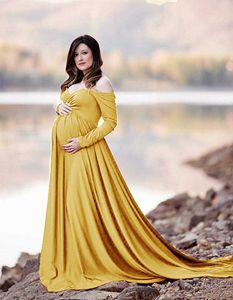 Vestidos de algodón embarazadas para mujeres Maxi Maternidad Ropa de vestir para fotos de fotos Vestido de embarazo de maternidad Props X0902