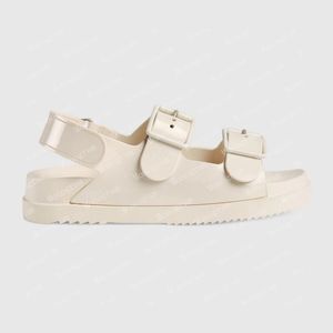 2022 Sandaler Kvinnor Slipper Gummi Slides Waterfront Brown Leather Double Letter Sandal Womens Slippers High Heels Mensskor 36-41 med låda och dammväska #GDS-02