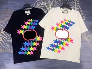 21SS Flash Summer T Shirt Stylist Män Tee Made in Italy Fashion Short Sleeved Letters Printed Colorful Five-Pointed Star Print T-shirt Kvinnor Kläder S-3XL