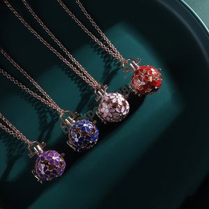 Antique Aromatherapy Necklace Perfume Flower Aroma Essential Oil Diffuser Open Copper Locket Pendant Aroma Diffuser Neck Chain