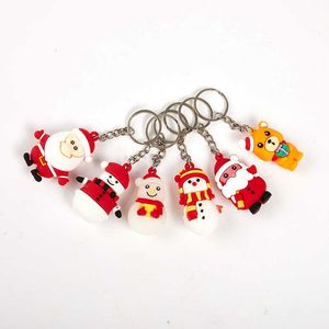 3D Cartoon Christmas Keychain Tree Santa Claus PVC Christmas Gift XMAS Key Ring Key Chains Christmas Decorations Souvenir G1019
