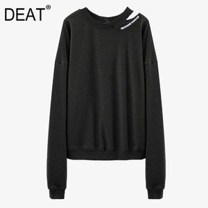 Spring Fashion Round Collar Long Sleeve Sexy Off Shoulder Solid Color Street Simple Loose Pullover Sweatshirt 0403 210421