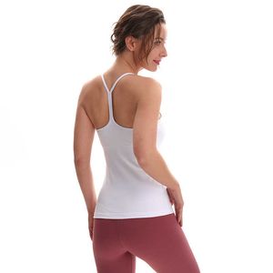 Sling Yoga Bra Vest Gym Clothes Women's Camis High Elastic Shockproof Underwear Running Sports Fitness Padded Tank Tops Shirt