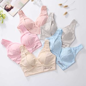 High elastic breathable wireless nursing bra cotton side closure breastfeeding underwear removable padded maternity bra Y0925