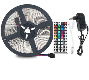 LED luzes tira RGB SMD 5050 5m 10m 15m 20m À Prova D 'Água Fita Fita Faixa Fita DC 12V RGBW Diodo Fita IR Controlador Adaptador D2.0