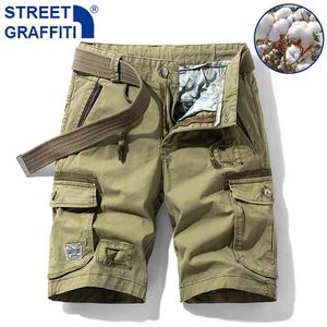 Mężczyźni Lato Tactical Cotton Cargo Spodenki Casual Breeches Bermuda Fashion Spodnie Kamuflaż Plaża 210716