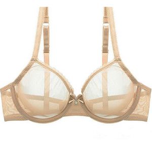 Kvinnor Hollow Bra Se igenom Sexig Gaze Mesh Transparent Ultra Thin Bras B C D E F 75 80 85 90 95 100 US EU UK Drop 211110