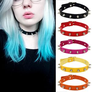 Punk Rock Gothic Chokers Women Leather Spike Harajuku Black Collar Choker Necklace Statement Jewelry Party Accessories Y0309