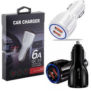 3.1A Fast Quick Charge car charger Dual USB Port Auto Power Adapter For IPhone 11 12 13 Mini Pro max LG Android phone gps pc with Retail Box