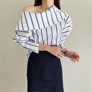 Brief Streetwear Bare-Should Sexy Prom Loose Tops Party Office Lady Shirts Elegance All Match Stylish Blouses 210421