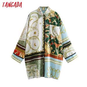 Mulheres Vintage Flores Imprimir Oversized Kimono Manga Longa Chic Feminino Casual Camisa Solta 5Z73 210416