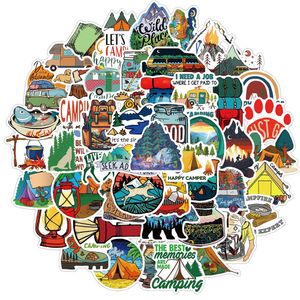 50Pcs Outdoor Camping Stickers Non-random For Car Bike Luggage Sticker Laptop Skateboard Motor Water Bottle Snowboard wall Decals Kids Gifts