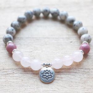 Mg1331 mulheres sésamo jasper jasper yoga pulseira rosa quartzo curar energia pulseira espiritual meditação miçangas jóias de pulso