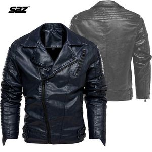 Men's Leather Jacket Racing Motorcycle Clothes Patchwork Large Size Men's Leather Coat Autumn and Winter 211009