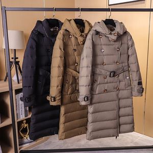 Trench doppio petto cappotto classico con cappuccio piumino sottile dimagrante dimagrante a metà lunghezza donna di fascia alta commercio estero abbigliamento da donna