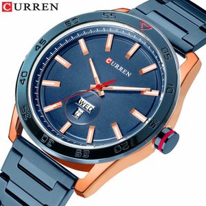 Top Brand Brand Brand Watches Мужская Повседневная Кварцевые Часы Мужской Часы Мода Из Нержавеющей Стали Гудка Водонепроницаемый Наручные Часы с Неделя Q0524