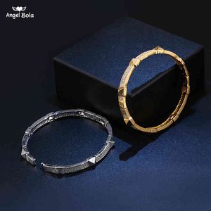 Moda amante jóias pico pirâmide pulseira pulseira para mulheres manchette prata cor ouro-cor cz cristal luxuoso pulgles