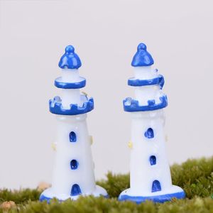 Decorative Objects & Figurines 2pc Vintage White Lighthouses Miniature Fairy Garden Home Houses Decoration Mini Craft Micro Landscaping Deco