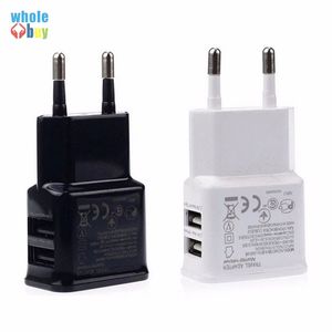 Universal EU&US Plug 5V 2A Dual Ports 2 USB Adapter Usb Wall Travel Charger Adapter For Mobilephone equipment whith & black 300pcs/lot