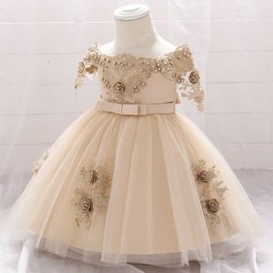 Noworodek Baby Girl Dress Dress for 1st Urodziny Tutu Es Christening Gown Vestido Infantil Odzież Q0716