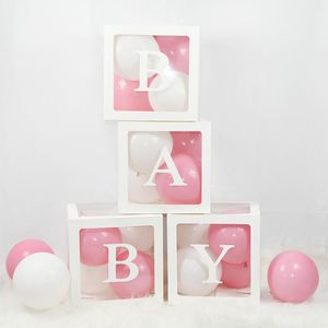 Party Decoration 4 sztuk / zestaw DIY Przezroczyste pudełko na Balony Baby Love Blocks Prysznic Chrzciny urodzinowe Rocznica ślubu