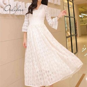 Summer Women White Lace Party Vintage Slim Tunic Beach Dress Plus Size 210415