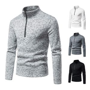 Maglioni da uomo 2021 Primavera Pullover caldo maglione lavorato a maglia da uomo solido dolcevita casual mezza zip pullover in pile invernale top