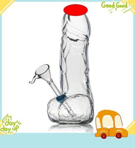Colunar transparente 20cm O tubos de água do pênis masculino Bongo de vidro de alta qualidade com folga para o fumo do filtro de fumo