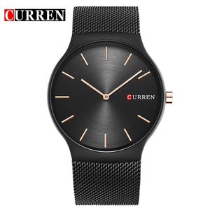 Mężczyźni Zegarki Curren Luksusowe Marka Męska Mesh Zespół Kwarcowy Wrist Watch Męski Moda Wodoodporna Business Analog Clock Montre Homme 210517