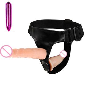 Massager Sex Toy Massager Massage Wearable Strapon Dildo trosor för lesbiska par penisband på sele realistiska sexleksaker för kvinnors annons