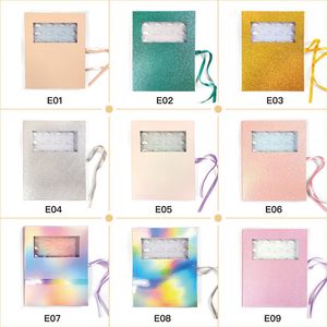 16 par 3D Mink rzęsy pudełko Glitter Laserowy Wyświetlacz Papier Lashesbook Kolorowe Fałszywe Rzęsy Przechowywanie Case Puste Opakowanie z Tacy Prezent Narzędzia Do Makijażu