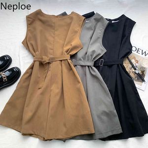 NEPLOE Kobiety Kombinezon Lato Odzież O Neck Bez Rękawów Elegancki Playsuit Slim Talia Lace Up Szerokie Spodnie Nogi Luźne Body 210422