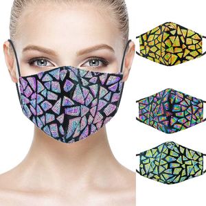 Novo Adulto Preto Tridimensional Respirável Sunscreen Face-Mask Flash Festa Masks Lantejoula Cor Algodão Máscara de Pano