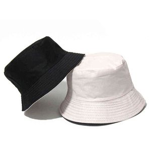 Bucket Hat 2021 women fisherman sun Cap panama hats bleach Sunscreen Double Side Fashion Beach Caps Hip Hop Bob Fashion Unisex G220311
