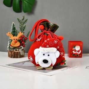 Wholesale bear tote resale online - Christmas Decorations Candy Bag Santa Claus Elk Bear Doll Cloth Tote Bags Ornaments Decoration PAD11753