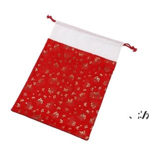 Sacos de Natal vermelhos saco macio Bolsas de presente de Natal Shinning Imprimindo floco de neve, alces, sino saco de cordão 7 projetos 50 * 70cm lld11926