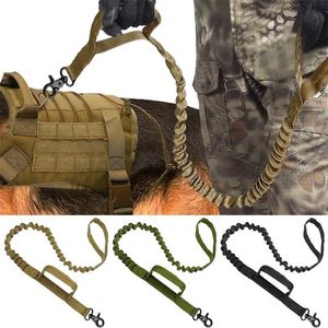 Army Tactical Dog Leash Nylon Bungee es Pet Military Lead Belt Training Running For Medium Large Dogs German Shepherd 211022