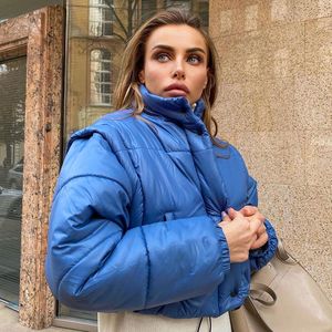 Damenjacken Daunenmantel Frauen Kurze Jacke Winter Dicke Baumwolle Gefütterte Mäntel Weibliche Ärmel Abnehmbare Lose Puffer Parkas Oversize Outwear