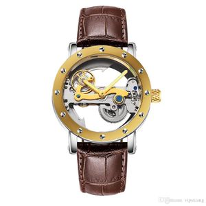 Clássico militar oco dial relógio de luxo suíço masculino automático mecânico tourbillon fundo transparente mergulho aço inoxidável brands237t