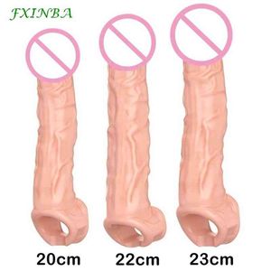 Massage FXINBA Large Penis Extender Sleeve Reusable Comdom Delay Ejaculation Dick Male Dildo Enlargers Sex Toys For Men