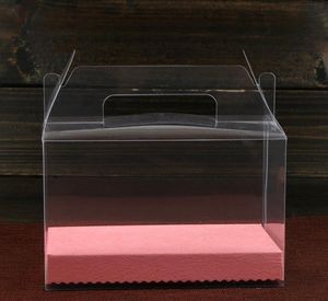 Bakery Boxes toptan satış-Hediye Paketi Temizle Pencere Fincan Kek Çörek Macaron Kutusu Saplı Şeffaf Kutu Çanta Cupcake Fırın Paketleme Kutuları ADET SN3871