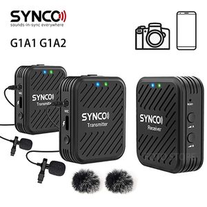 SYNCO G1 G1A1 G1A2 Sistema microfonico wireless Intervista a 2,4 GHz Lavalier Risvolto Mic Ricevitore Kit Telefoni DSLR Tablet videocamera