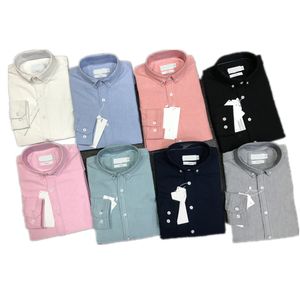 Camisas casuais masculinas Primavera e outono bordado clássico de negócios de alta qualidade Moda Camisa de manga comprida de cor sólida Camisas grossas de tecido oxford plus size