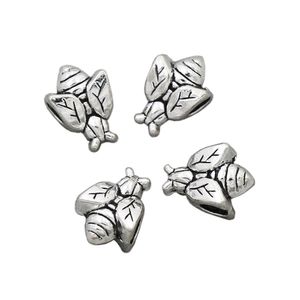 Flying Fat Bee Insect Metal Alloy Big Hole Pärlor 11x15x8.2mm Tibetanska Silver Spacers Passar Europeiska Charm Bracelet L1319 95PCS / Lot