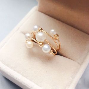 Anelli di perle naturali 14K Gold Filled Baroque Knuckle Mujer Boho Bague Femme Gioielli minimalisti fatti a mano per le donne