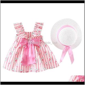 Kleidung Baby, Umstandsmode Sommer Baby Mädchen Kleid Kleinkind Kinder Blumen Geraffte Schleife Wassermelone Prinzessin Kleidung Hut Für Kinder Mädchen Kleider D