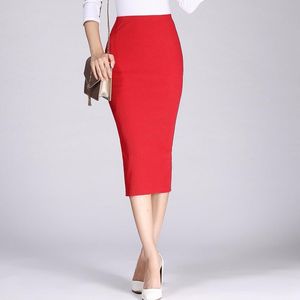 Vår Höst Lång penna Kjolar Kvinnor Sexig Slim Paket Höft Maxi Skirt Lady Vinter Sexig Chic Ull Rib Sticka Midi Skirt Saia 210426